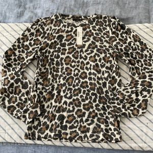 J Crew Leopard Balloon Sleeve Light Sweater